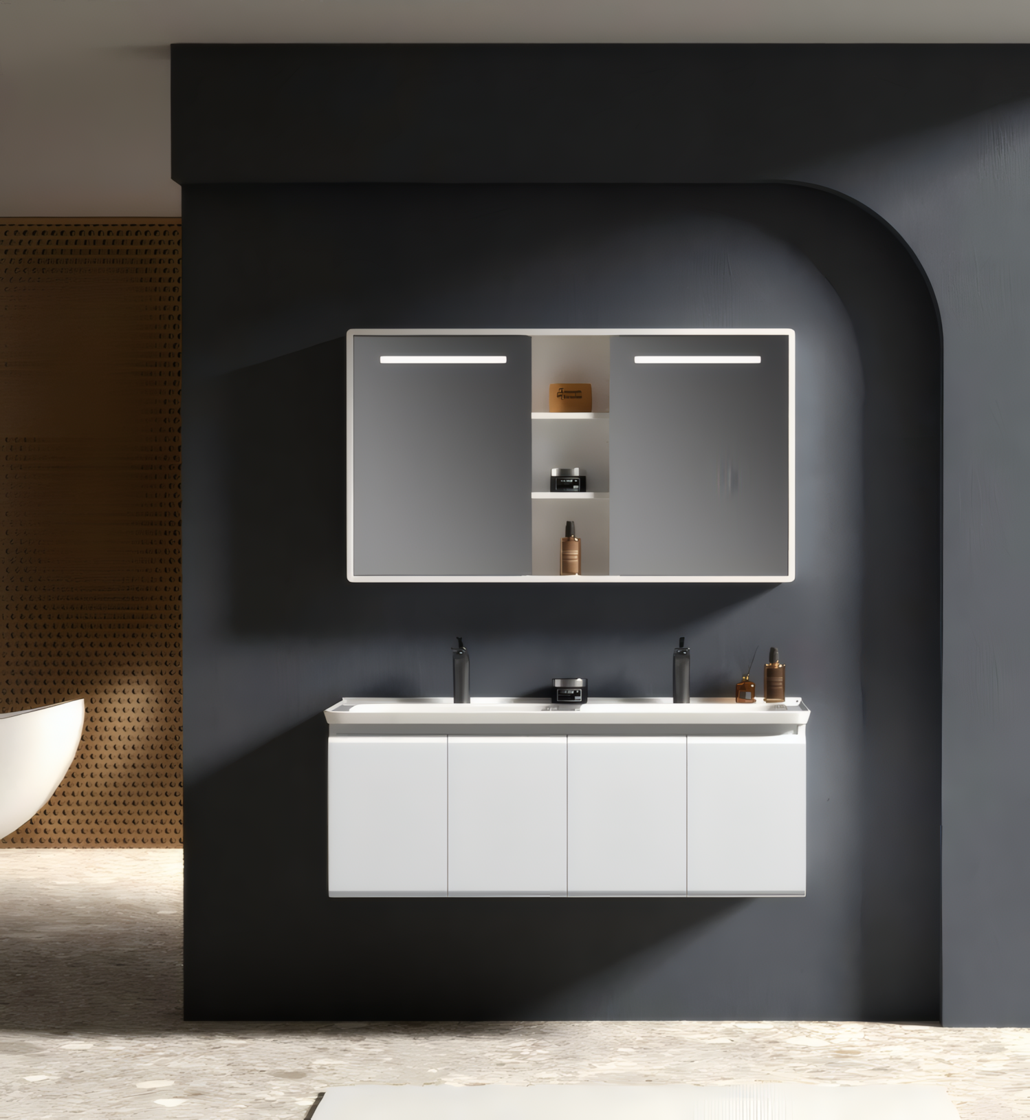 DOUBLE BASIN BATHROOM CABINET(PVC) SMART MIRROR-MAIN